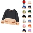thumbnail image 1 of Kids Lined Sweatshirts Winter Warm Long Sleeve Crewneck Plain Sweatshirt for Boys Girls Kids Pullover Tops, 1 of 1