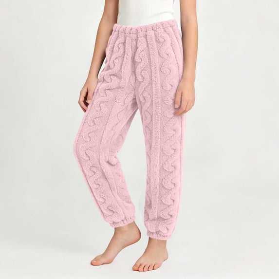 Kids Fleece Lounge Pants, Girls Boys Soft Elastic Waist Sweatpants, Solid Color Casual Jogger Pants with Loose Fit for Home Wear, Outdoor Activis and Daily Comfort