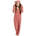 thumbnail image 1 of Kids Onesie Jumpsuit Girls Warm Sherpa Lined Romper One Piece Zipper Hooded Cute Playsuit Sleep Wear, 1 of 4
