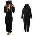 thumbnail image 1 of Kids Onesie Pajamas Cute Ear Hooded Black Onesie Girls Thickened Zipper Thermal Loungewear Pajamas Girls 7-8 Years, 1 of 7