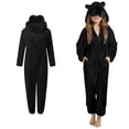 thumbnail image 1 of Kids Pajamas Girls Cute Ear Hooded Black Onesie Girls Thickened Zipper Thermal Loungewear 5-6 Years Girls Pajamas, 1 of 7
