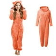 thumbnail image 1 of Kids Pajamas Girls Cute Ear Hooded Orange Pajamas for Girls Warm Zipper Kids Pajama Sleepsuits Little Girl Pajamas 5-6 Years, 1 of 4