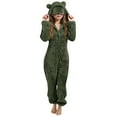thumbnail image 1 of Kids Fleece Pajamas Hooded Jumpsuit Romper Green Costume Kids Girls Animal Onesie Long Sleeves Zip Up Jumpsuit Girls Costumes Size 7-8 Years, 1 of 6