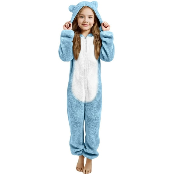 Kids Pajamas Kids Onesie Pajamas Little bear's ears Onesies Girl Animal Long Sleeves 9-10 Years Pajamas Girls