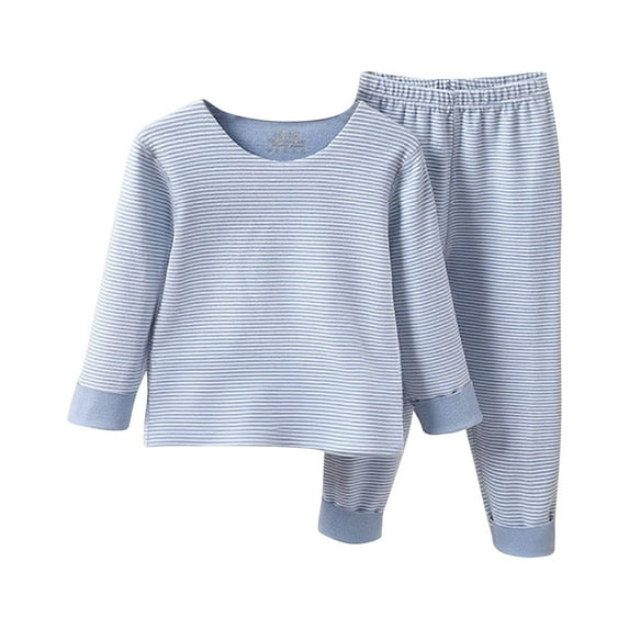 Kids Fleece Pajamas Set 2 Piece Soft Warm Long Sleeve Pullover Top and Trouser Pants Sleepwear Lounge Outfits (11 Years, Blue)