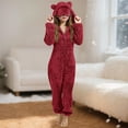 thumbnail image 1 of Kids Fleece Pjs For Girls Kids Onesie Pajamas Red Onesie Girl Animal Costume Long Sleeves Zip Up Jumpsuit Costume For Girls 3-4 Years, 1 of 7