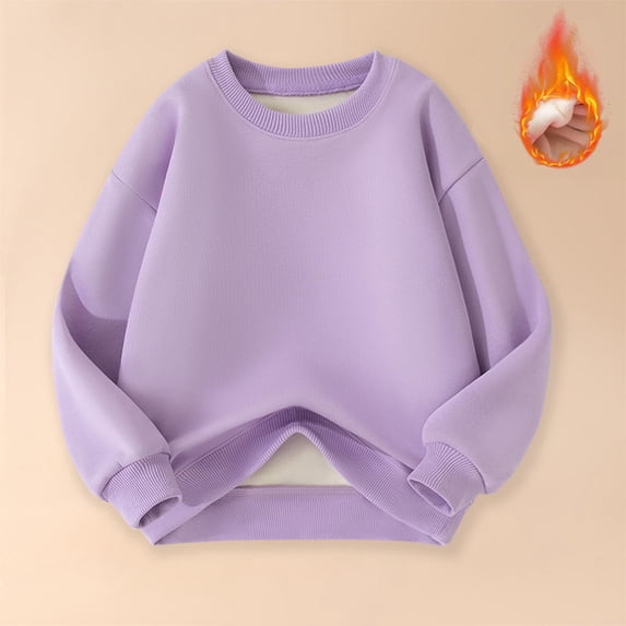 Kids Fleece Pullover, Winter Warm Sweatshirt for Boys and Girls, Soft Long Sleeve Casual Outerwear, Unisex Thickened Top for Daily Wear