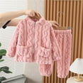 thumbnail image 1 of Kids' Fleece Two Pieces Set Flannel Loungewear Fluffy Zipper Jacket with Pockets Elastic Waist Pant to Fuzzy Outfit for Winter, 1 of 3