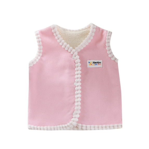 Kids Fleece Vest Sleeveless Double-sided Sherpa Outerwear Jacket Coat for Boys Girls Cozy Light Waistcoat (1 Years, Pink)