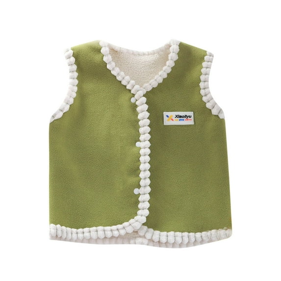 Kids Fleece Vest Sleeveless Double-sided Sherpa Outerwear Jacket Coat for Boys Girls Cozy Light Waistcoat (11 Years, Green)