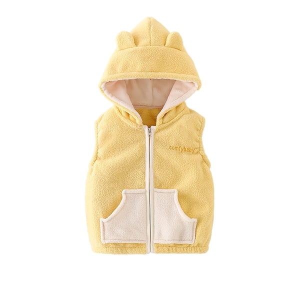Vest Girls Cute Bear Ear Hooded Sleeveless Jacket Outerwear Jackets & Vests Kids Winter Clothes Girls' Fashion 3-4 Years