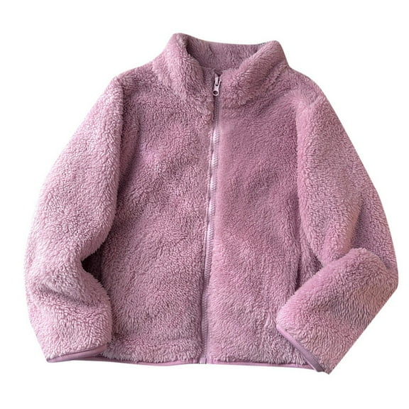 Kids Fleece Warm Jacket Long Sleeve Coat Full Zip Sweater Winter Jackets For Kids Girls Coats Size 7-8 Years