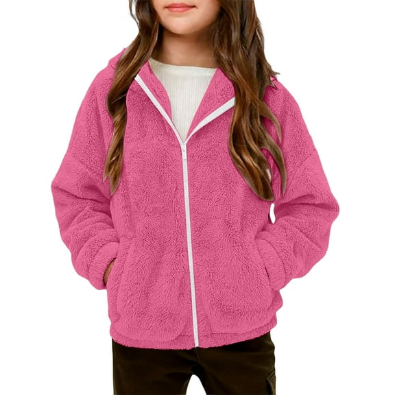 Kids Warm Jacket Long Sleeve Jackets Full Zip Girl Clothes Fall/Winter Girls Clothes Size 5-6 Years