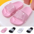 thumbnail image 1 of Kids Flip Flops Sandals Toddler Girls Shining Slides Soft Bottom Anti Slip Shower Beach Pool Shoes Slip on Summer Slippers White 1.5M(35), 1 of 7
