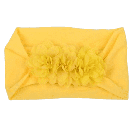 Kids Floral Stretchy Turban Headbands - Yellow