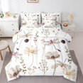 thumbnail image 1 of Flower Dragonfly Comforter Set Full,Brown Beige Watercolor Floral Bedding Set,Minimalist Branches Bed In A Bag(Comforter+Fitted+Flat Sheet+2 Pillowcases+2 Throw Pillow Covers) 7 Pieces Bed Set, 1 of 4
