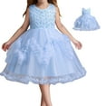 thumbnail image 1 of Kids Flower Girl Dress Blue Ruffle Toddler Formal Dresses Toddler Wedding Guest Dress Hallowmas Dresses for Girls 7-8Y, 1 of 5