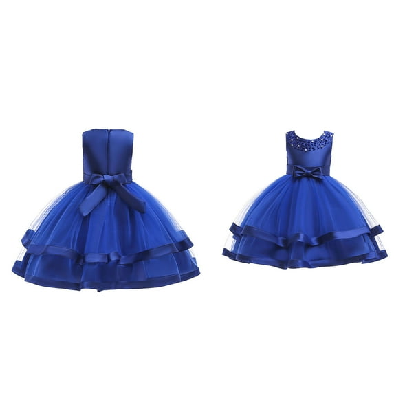 Kids Flower Girl Dress Blue Ruffle Tulle Baby Dress Tea Party Dresses for Girls Little Girl Dresses 4T