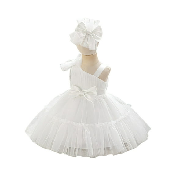Kids Flower Girl Dress One Shoulder Birthday Party Dress Princess Gown for Pageant