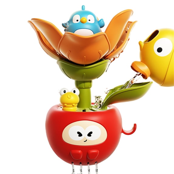 Kids Flower Shower Head Bath Toy with Suction Cup Water Activated Bloom Effect for Toddlers 1-6 Years Baby Bathtub Playtime Fun Plastic Shower Attachment