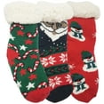 thumbnail image 1 of Kids Fluffy Thermal Sherpa Socks, 3 Pairs, Cute House Sock Slipper Winter Non Skid, Warm Ultra Soft Boys Girls (Style C), 1 of 7