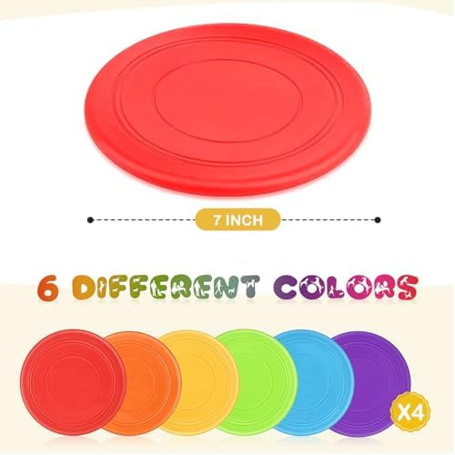 Kids Flying Disc 7 Inch Silicone Flying Disks Bulk for Children Dog Outdoor Backyard Lawn School Teaching Early Education Sports Games Party Favors, 6 Colors，6/12/24pcs