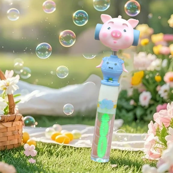 Kids Foam Blower Toy Pig Shaped Whistle with Bubbles 8.7 Inch Handheld Sensory Toy for Children Outdoor Play Developmental Shaking Sound Toy