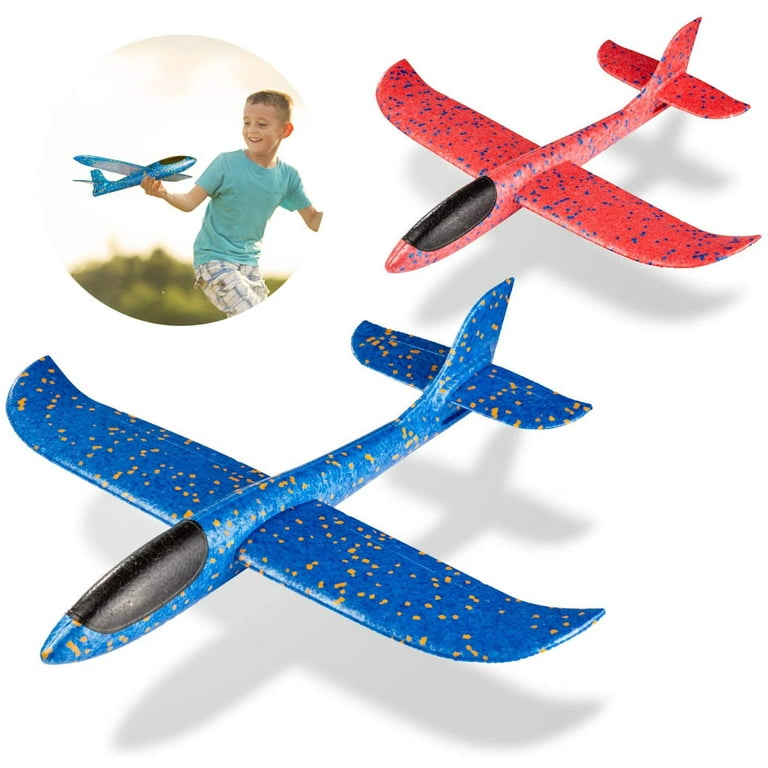 Damaie Kids Foam Plane 2 Pieces Styrofoam Plane Aircraft Model Outdoor Sports Game Toys Glider Light Airplane Hand Throwing Throwing Glider for K