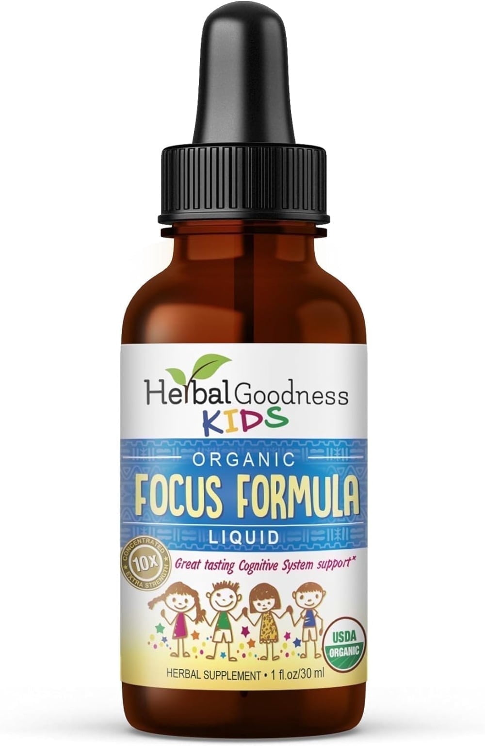 Kids Focus Formula and Attention Supplement Liquid Extract 1fl.oz - Factor, Vitamins, Melatonin for Kids, Ashwagandha ~ Herbal Goodness