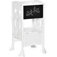 Kids Foldable Kitchen Step Stool with Chalkboard and Lockable Handrail