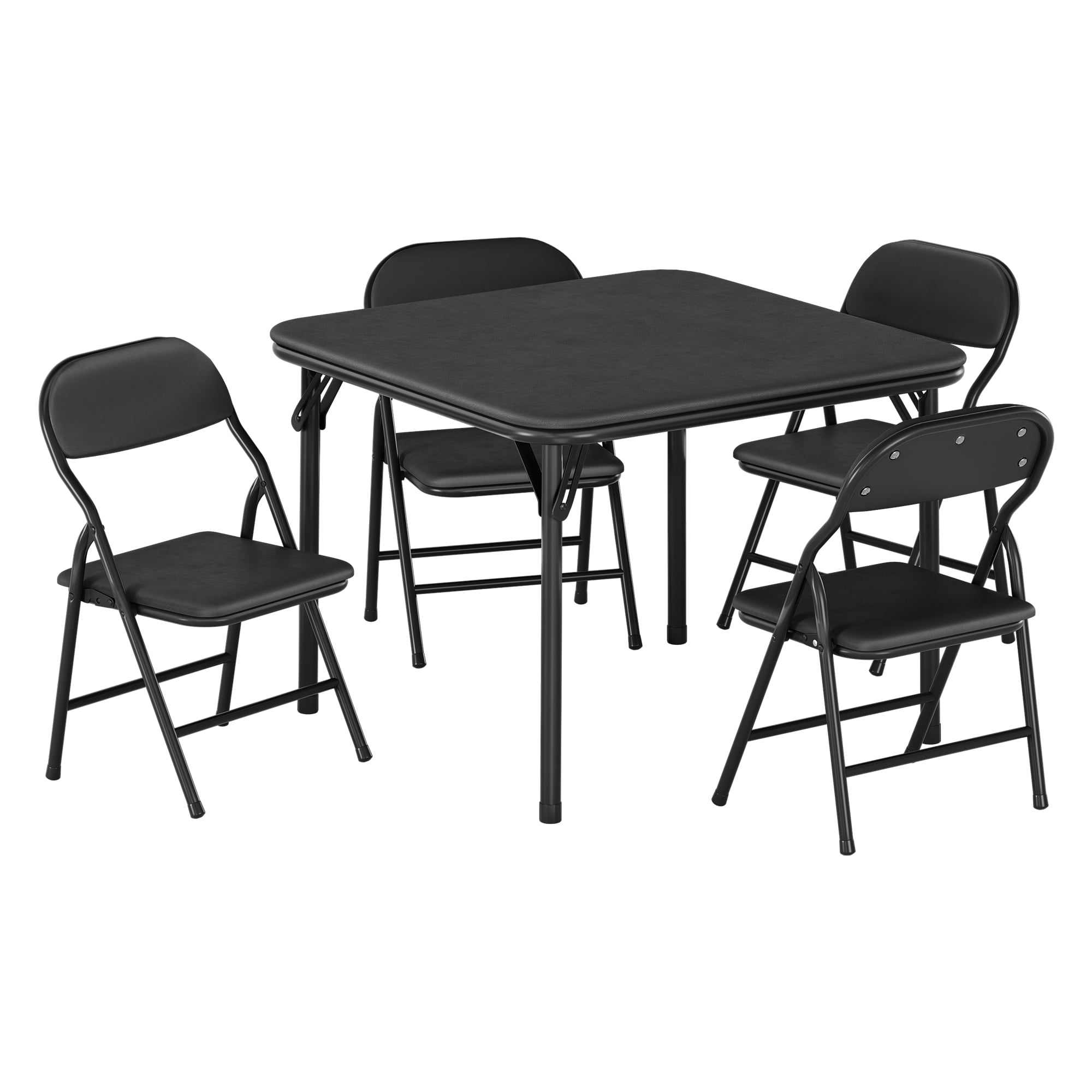 Kids Folding Activity Table and Chairs 5 Piece Set, Portable, with Ultra Soft Padded Cushion, Black