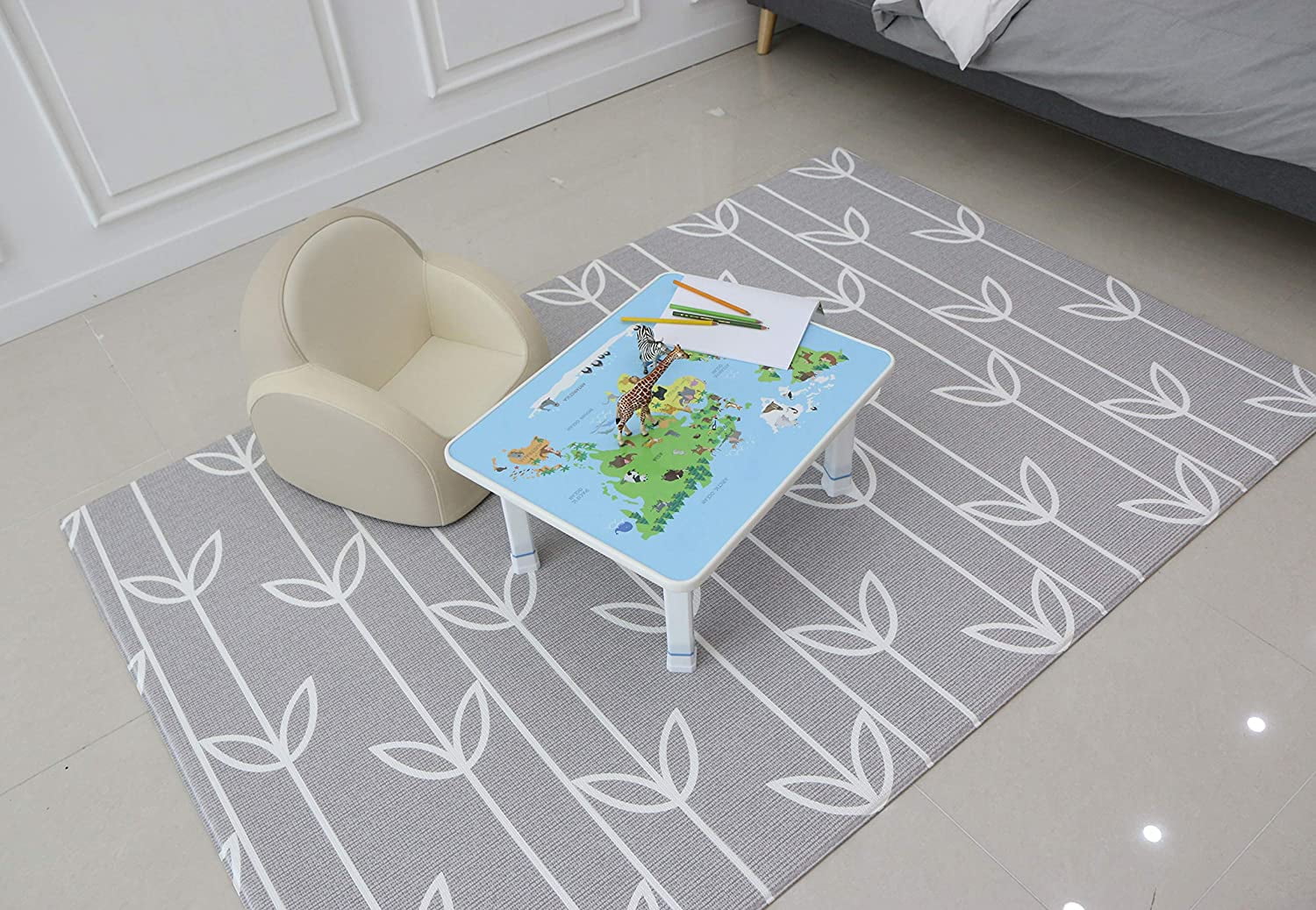 Kids Folding Floor Table w/Adjustable Heights - for Play, Reading, and ...