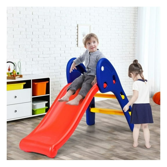 Kids Folding Slide, 2-Step Plastic Slide for Toddlers - Indoor Outdoor Playground Equipment for Ages 3-6, 100lbs Capacity, Easy Assembly