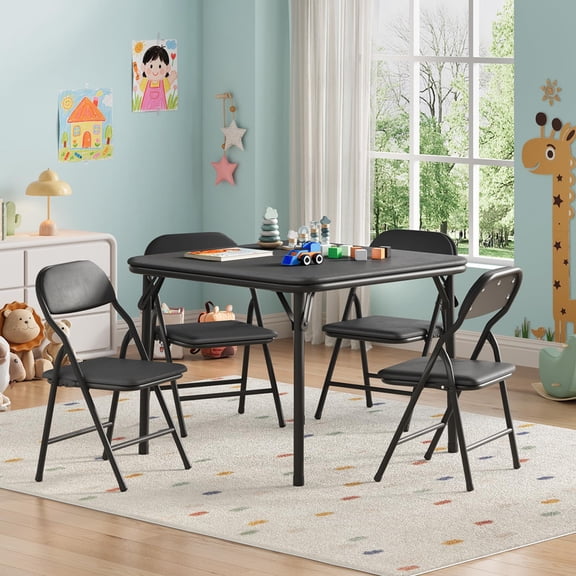 Kids Folding Table and Chair Set – 5-Piece Toddler Activity Table for Learning, Dining, Crafts, and Playtime