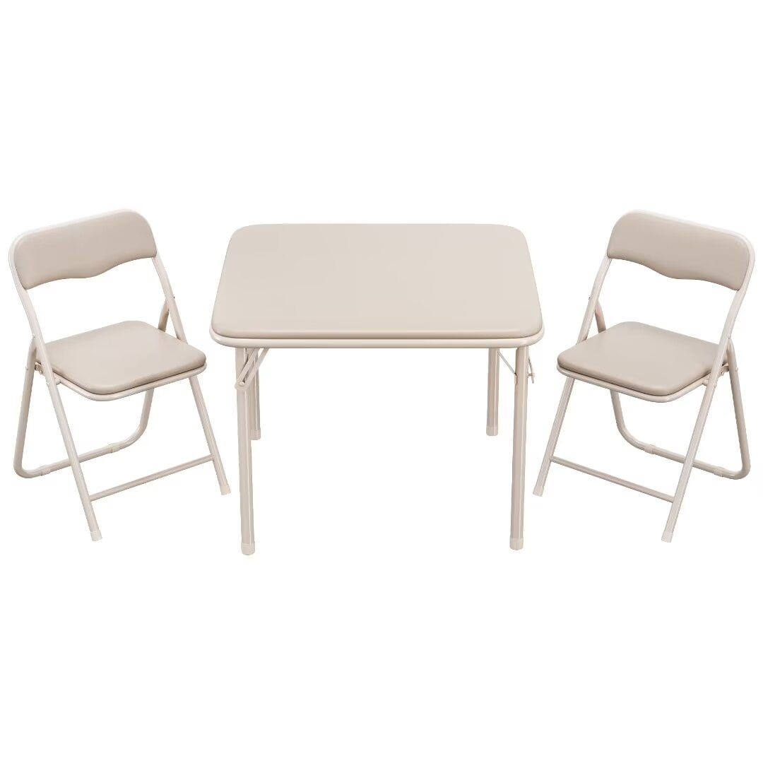 Kids Folding Table and Chairs Set of 3, Portable Table and Chair with ...