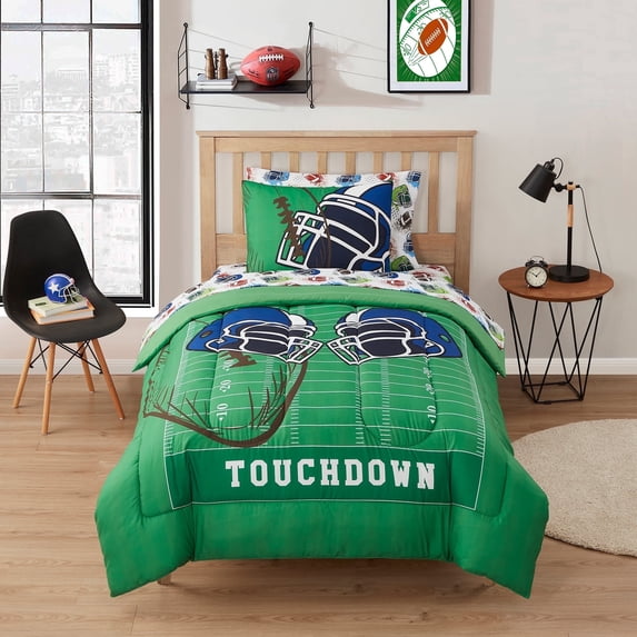 Kids Football Bed in a Bag 5 Piece Comforter, Sham & Sheet Set Twin