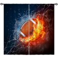 thumbnail image 1 of Kids Football Curtains W42 x L63 Inch Rod Pocket Sports Water Fire Rugby Flame Thunder Lightning Print Pattern Privacy Fabric Window Drapes for Boys Bedroom Nursery Baby Playroom 2 Panels, 1 of 5