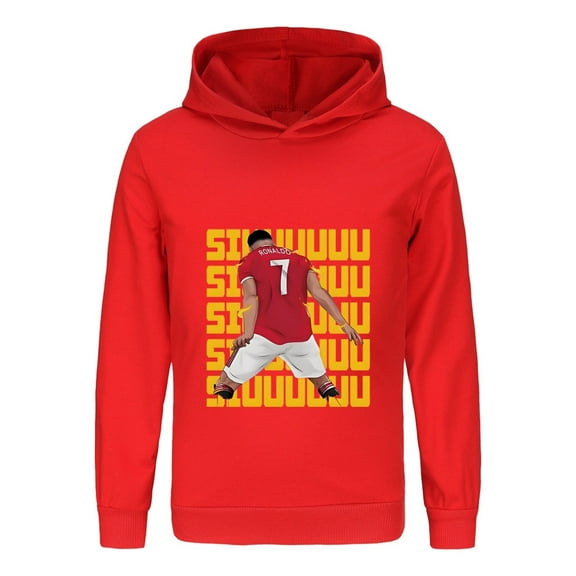 Kids Football Fan Hoodie – CR7 Graphic Pullover with Ronaldo #7, Boys Long Sleeve Soccer Sweatshirt