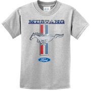 BUY COOL SHIRTS Kids Ford Mustang GT Stripe Youth Sleeve Tee - XL, Ash Grey