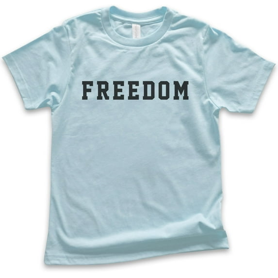 Kids Freedom T-shirt, Youth Kids Boy Girl T-Shirt, Patriotic Shirt, Patriot Shirt, Light Blue, Medium