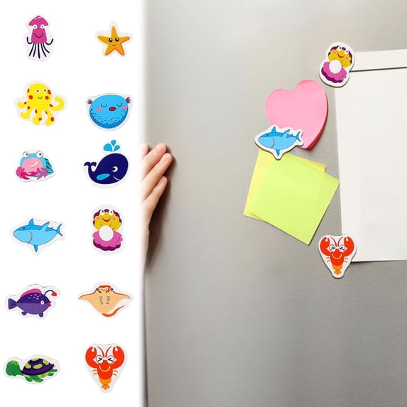Kids Fridge Magnets Verdsylv Animal Fridge Magnets for Kids - 12Pc Educational Refrigerator Stickers, Full Back Magnets for Toddler Learning and Whiteboard Play, Educational Magnets