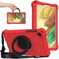 thumbnail image 1 of Kids Friednly Case for Samsung Galaxy Tab A7 Lite/T220/T225, EVA Foam Shoulder Strap Shockproof Protective Case with Pencil Holder Rotated Handle Bracket Stand Heat Dissipation Cover,Red, 1 of 8