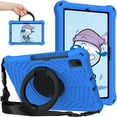 thumbnail image 1 of Kids Friednly Case for Samsung Galaxy Tab A7 T500/T505/T507, EVA Foam Shoulder Strap Shockproof Protective Case with Pencil Holder Rotated Handle Bracket Stand Heat Dissipation Cover,Blue, 1 of 8