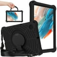 thumbnail image 1 of Kids Friednly Case for Samsung Galaxy Tab A8 10.5" (2022) X200/X205, EVA Foam Shoulder Strap Shockproof Protective Case with Pencil Holder Rotated Handle Bracket Stand Heat Dissipation Cover,Black, 1 of 9
