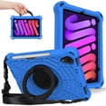 thumbnail image 1 of Kids Friednly Case for iPad Mini 6th Generation 2021, EVA Foam Shoulder Strap Shockproof Protective Case with Pencil Holder Rotated Handle Bracket Stand Heat Dissipation Cover,Blue, 1 of 7