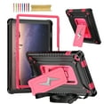 thumbnail image 1 of Kids Friendly Case for Samsung Galaxy Tab A9 8.7" 2023 SM-X110 / SM-X115 with Kickstand & Crossbody Strap, Heavy Duty Shockproof Three Layer Protective Rugged Cover for Tab A9, Blackrose, 1 of 8