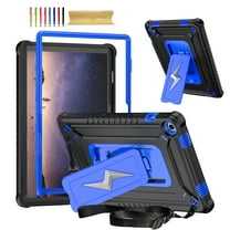 Kids Friendly Case for Samsung Galaxy Tab A9 8.7" 2023 SM-X110 / SM-X115 with Kickstand & Crossbody Strap, Heavy Duty Shockproof Three Layer Protective Rugged Cover for Tab A9, Blackblue