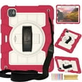 thumbnail image 1 of Kids Friendly Case for iPad Pro 11 2022/2021/2020/2018, for iPad Air 5/Air 4 Tablet Case - with Rotatable Wristband Hidden Stand Shoulder Strap Military Grade Shockproof Cover - Red, 1 of 7