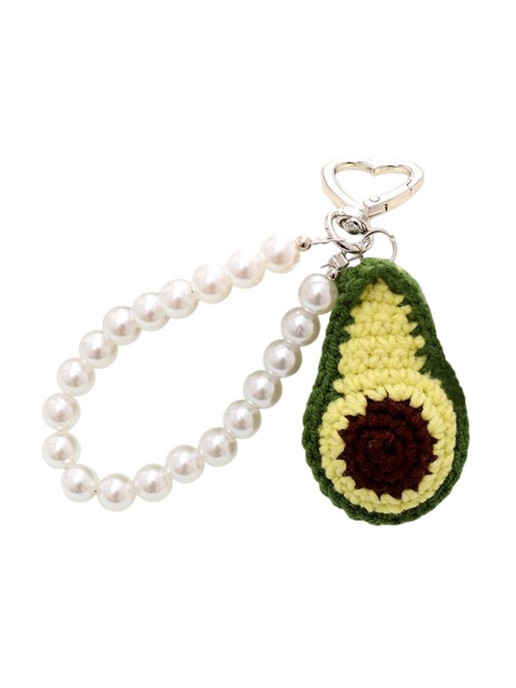 Kids Friendly Fruit Designs Phone Lanyard Secure Anti Drop Crafted Yarns Cord Beaded Key Chain For Children Students