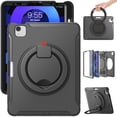 thumbnail image 1 of Kids Friendly Hybrid Case for iPad mini 6th Gen 8.3" 2021, Rugged Case with Rotating Ring Stand Pencil Holder Heavy Duty Protection Slim Fit Silicone PC Case for iPad mini 6th Gen, Black, 1 of 13